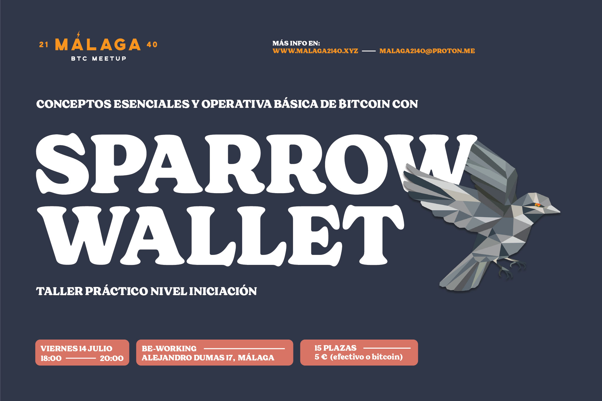 Taller de operativa básica en Bitcoin con Sparrow Wallet